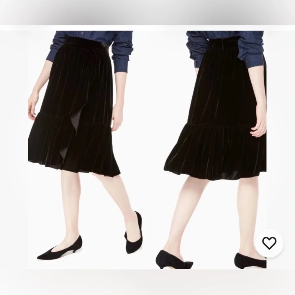Kate Spade Black Asymmetrical Velvet Skirt
